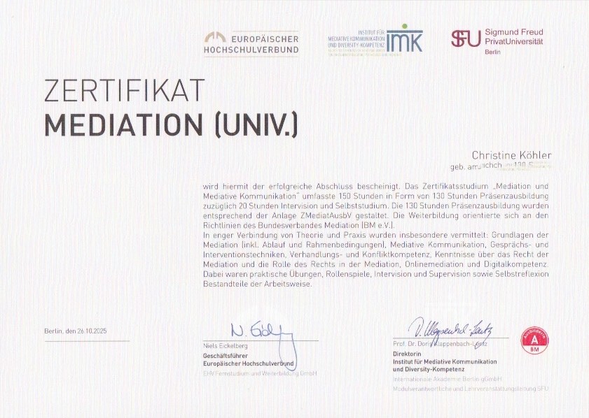 zertifikat mediation ohne geb datum